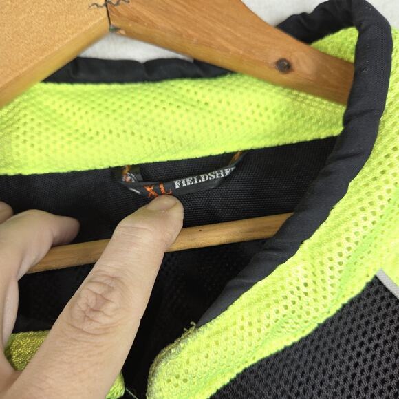 Vtg Fieldsheer Jacket Mens XL Neon Green Padded Motorcycle Biking Coat Road Rash - Picture 8 of 13